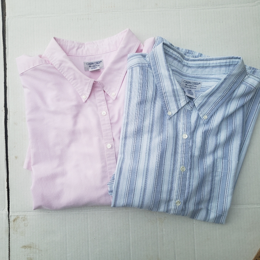 Cabin Creek pair Women's Button Down Blouse oxford Size 30W